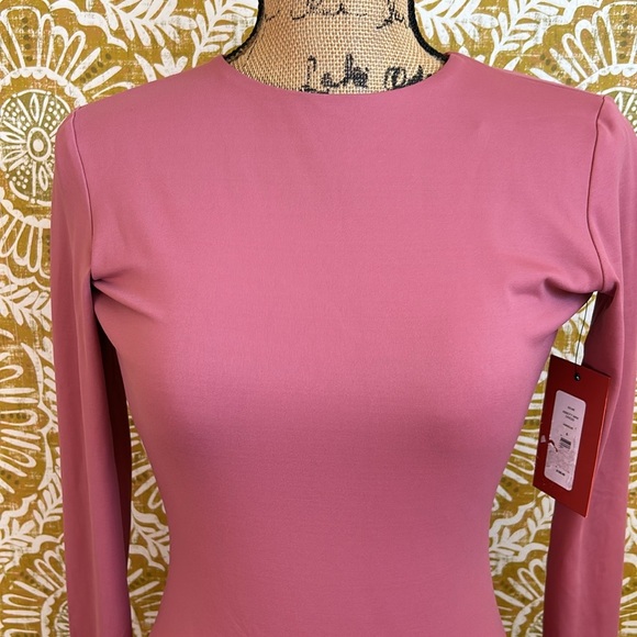 NWT Alix NYC Abbott Long Sleeve Open Back Stretch Mini Dress in Hibiscus Sz XS - Picture 2 of 13